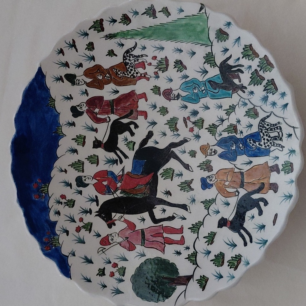 Turkish Decorative Wall Plate with Hunting Scene, made In Kutahya Turkey - Picture 4 of 10